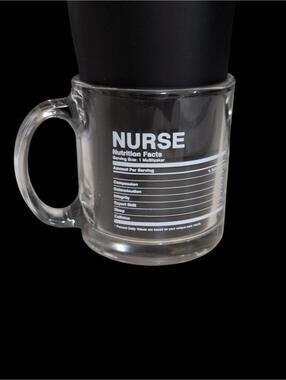 Nurse Nutritional Facts Label Gift Coffee Mug Cup Clear Glass 8oz Novelty